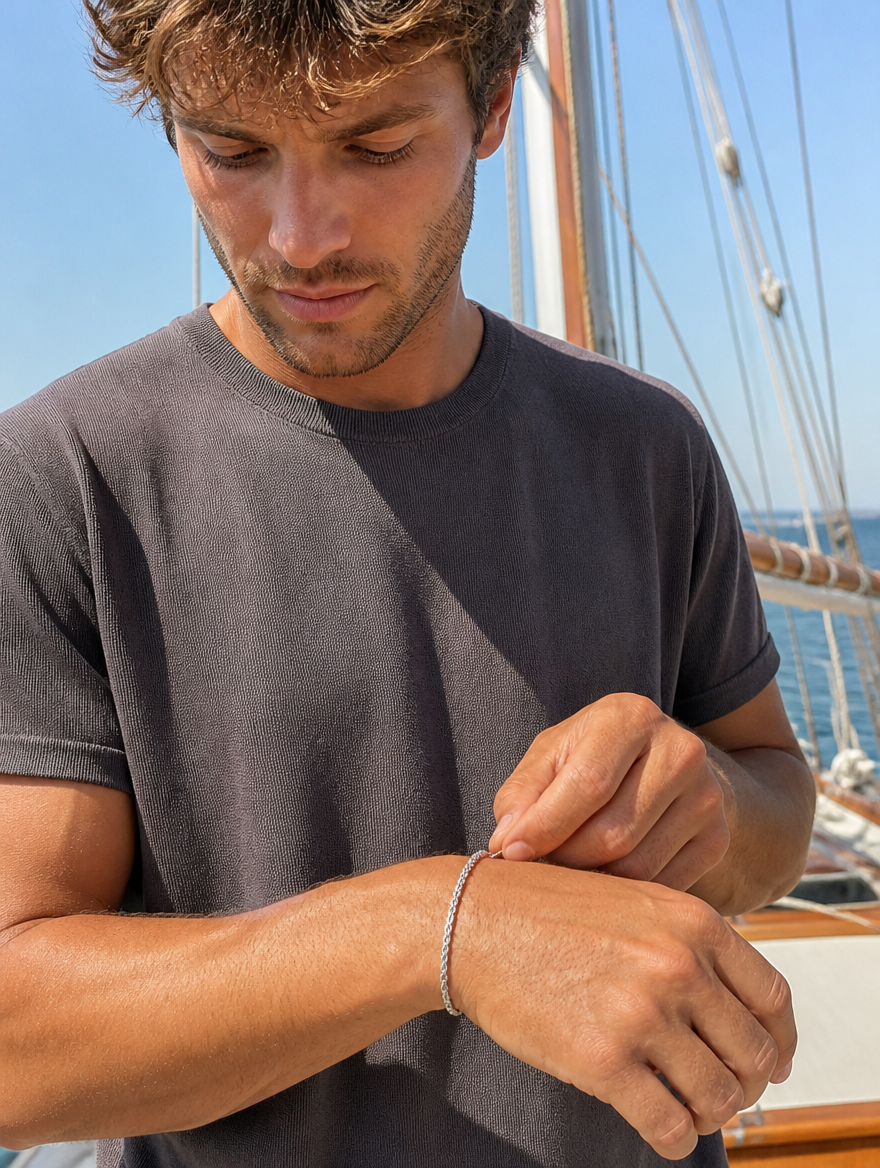 BRACELET CORDAGE — détail porté — BRISANT