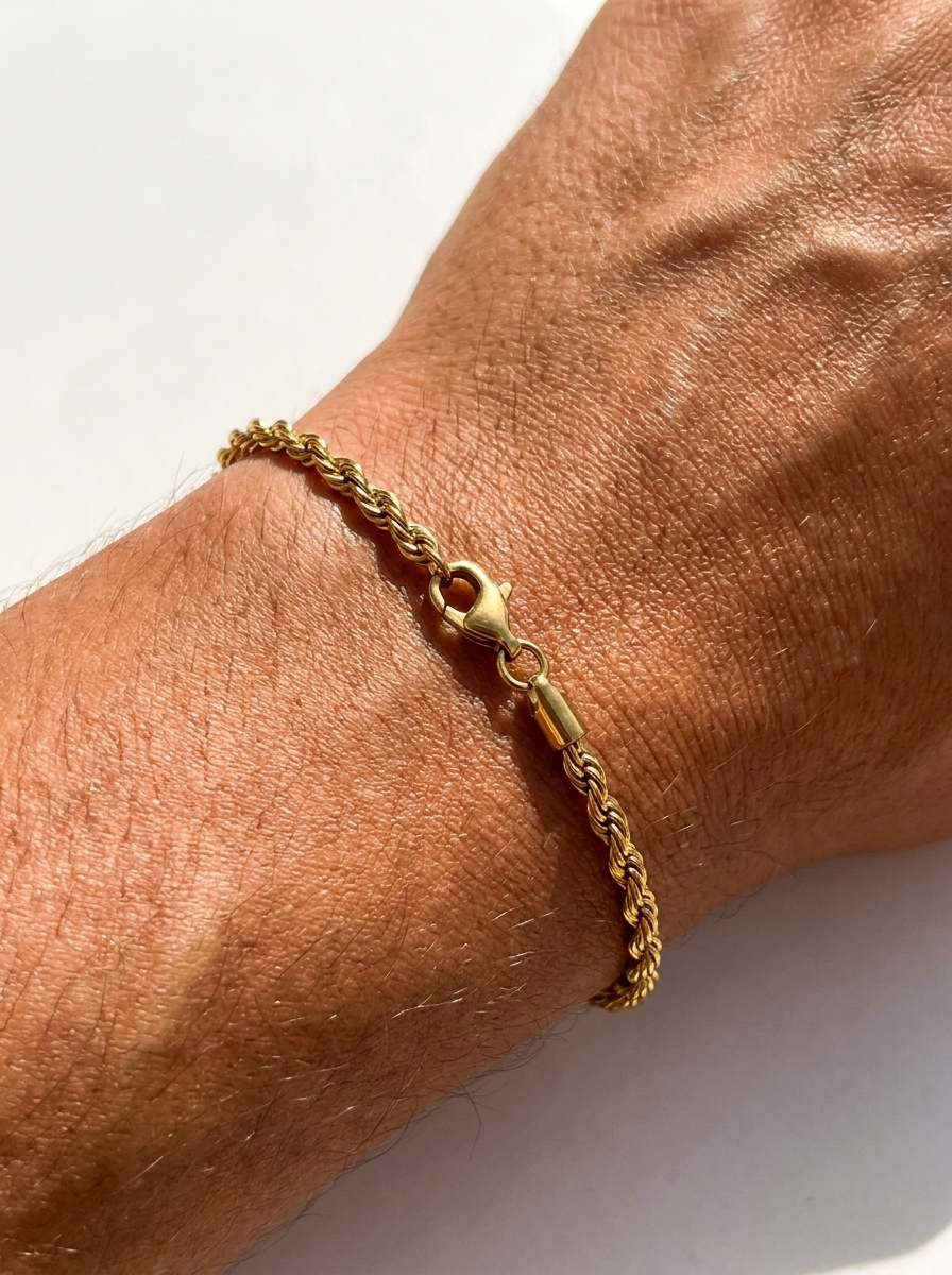 BRACELET CORDAGE — macro Or — BRISANT