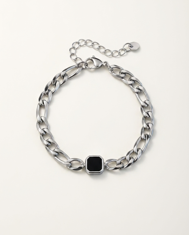 BRACELET CUBAIN — Figaro Onyx 7 mm — BRISANT
