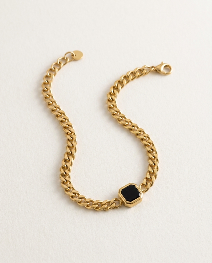 BRACELET CUBAIN — Cubaine Lapis 5 mm Or — BRISANT