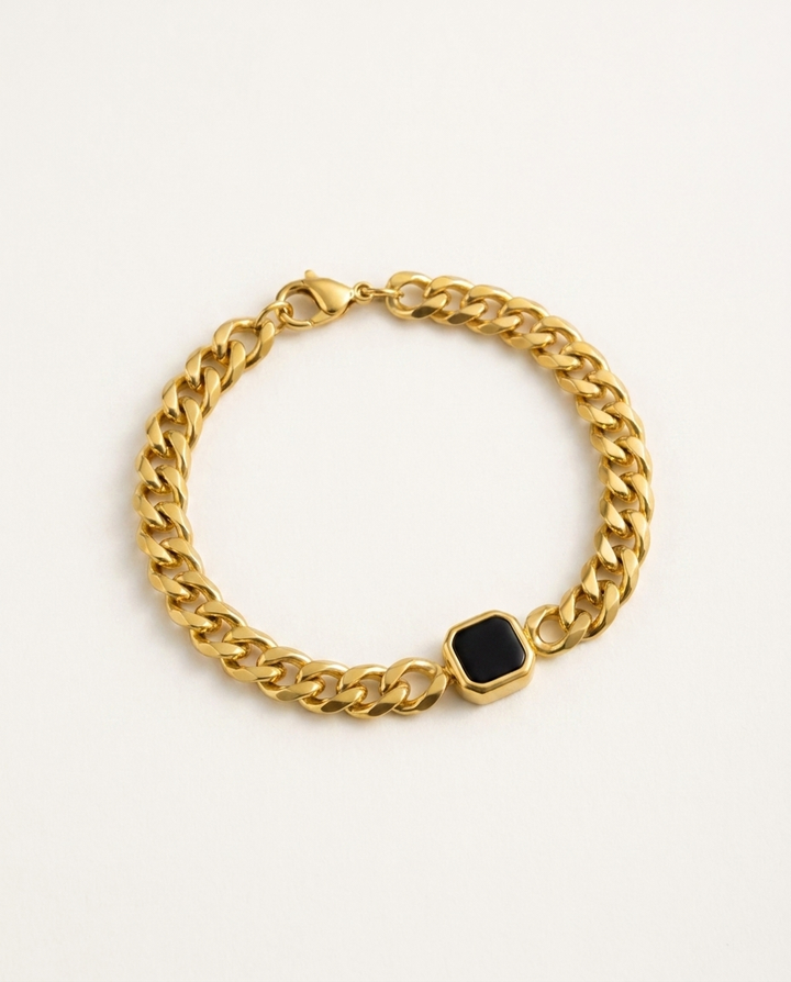 BRACELET CUBAIN — Cubaine Onyx 7 mm Or — BRISANT