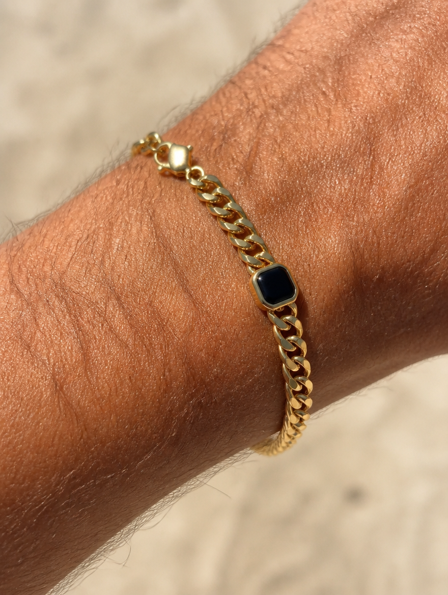 BRACELET CUBAIN — macro Or — BRISANT