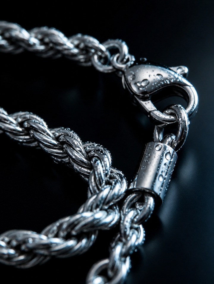 SET SIGNATURE — Chaîne & Bracelet Cordage — macro — BRISANT