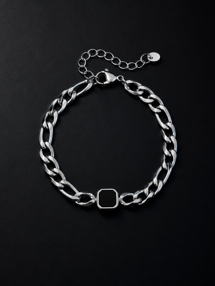 BRACELET CUBAIN — Figaro Onyx 7 mm — BRISANT