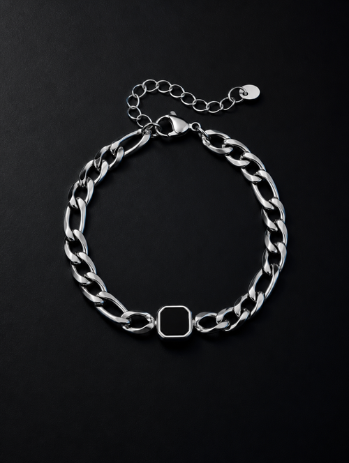 BRACELET CUBAIN — Figaro Onyx 7 mm — BRISANT